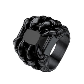 Mens Black Dragon Claw Biker Rock Ring Gothic Gemstone Rings Size 10