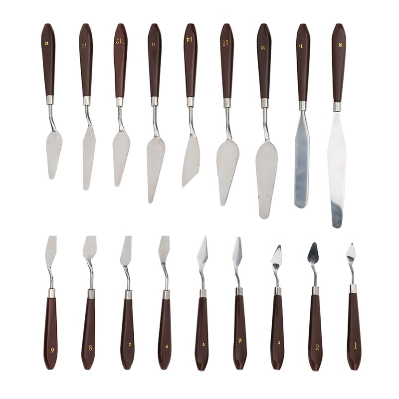 18Pcs Paint Scraper Knife Exquisite Plastic Handle Oil Painting Tool