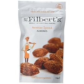 Mr Filbert's Fine Foods Moroccan Spiced Almonds | Vegan, Dairy Free & Gluten Free | 100% Natural Ingredients | Roasted Almonds with Chilli, Mint & Garlic - 3 Packs of 110g