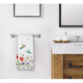 Dwept Hummingbird Spring Kitchen Towels, Seasonal Hand Towels, Wild Floral Flowers Holiday Bathroom Kitchen Decor, Spring Summer Butterfly Tea Towels for Kitchen, Hummingbird Gifts for Women 425