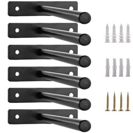 MLOQI Floating Shelf Brackets Heavy Duty,Invisible Shelf Brackets,Hidden Shelf Brackets,Black Concealed Shelf Brackets 6 Pack 4 Inches