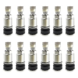Pack of 12 Car Tyre Valve TR525 Steel Tyre Valve Insert Car Valves Made of Stainless Steel Universal Rim Valves Metal Valves Car Valve Metal for Trucks Motorcycle (Silver)