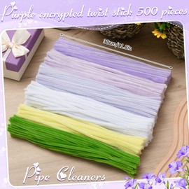 Peryiter 500 Pieces Pipe Cleaners Chenille Stems for Flowers Craft Supplies Bulk Fluffy Fuzzy Sticks for DIY Art Projects Creative Gift Wrapping Party Decorations(Light Purple Flower,12 Inch)