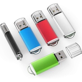 TOPESEL 5 Pack 64GB USB Flash Drives Clés USB Stick Thumb Drive 2.0 Memory Sticks mit LED Indicator Storage Flashdrive Pack 64 GB (Black Blue Green Red Silver)