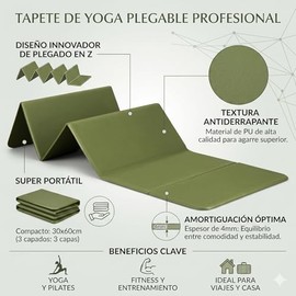 U Can Tapete de Yoga Plegable Antiderrapante, Portátil y Ligero, para Yoga, Pilates, Fitness y Entrenamiento en Casa o Viaje