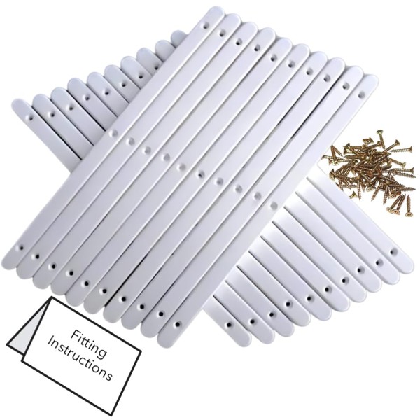 20 (10 Pairs) of White Plastic Drawer Runners with Screws