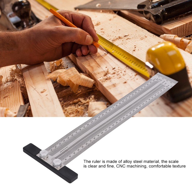 Woodworking Ruler Right Angle Stainless Steel Line Locator Carpenter Measuring