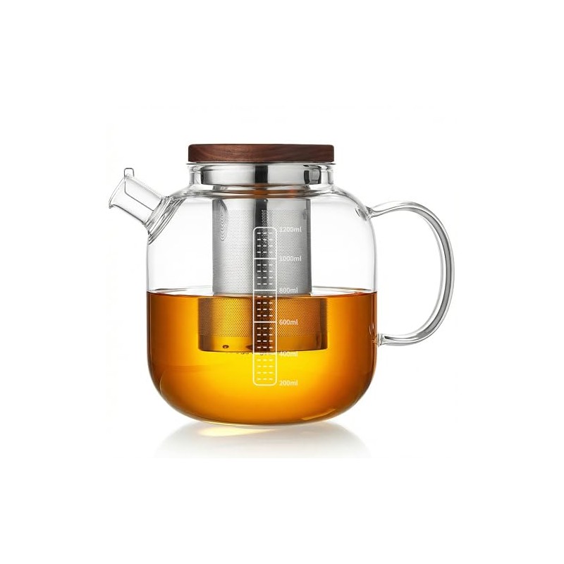 Tetera de vidrio con infusor y tapa, tetera de vidrio