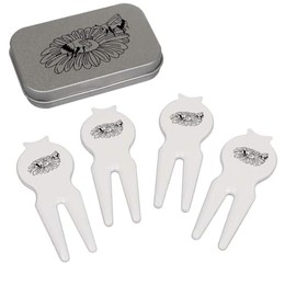 Azeeda 'Daisy & Bees' Golf Divot Tool/Repair Fork Gift Set (GO00071900)