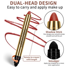 Cream Shimmer Eye Shadow Stick - Dual-Ended Waterproof Shimmer Eyeshadow Stick Highlighting Pigmented Shiny Eyeshadow Pencil for Sensitive Eyes Makeup (5#)