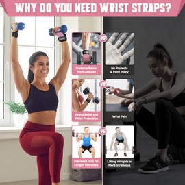 COFIT Wrist Straps for Weightlifting, Workout Wrist Wraps with Dual-Layer Oxford Leather, Enhanced Grip for Optimal Hand and Wrist Protection, Gym Lifting Straps for Deadlift and Powerlifting - Pink