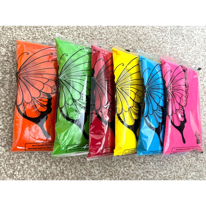 6 X100gms Holi Coloured Powder for Colour Run, Gender Reveal