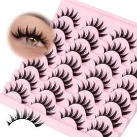Losha Lashes Spiky Manga Lashes 14 Pairs Anime False Eyelashes 8D Wispy Asian Eye Lashes Pack Natural Soft Fake Eyelashes (Cutes Only)
