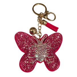 Popfizzy Pink Butterfly Keychains for Women, Monarch Bag Charm, Rhinestone Gifts, Fun Purse Bling Charms