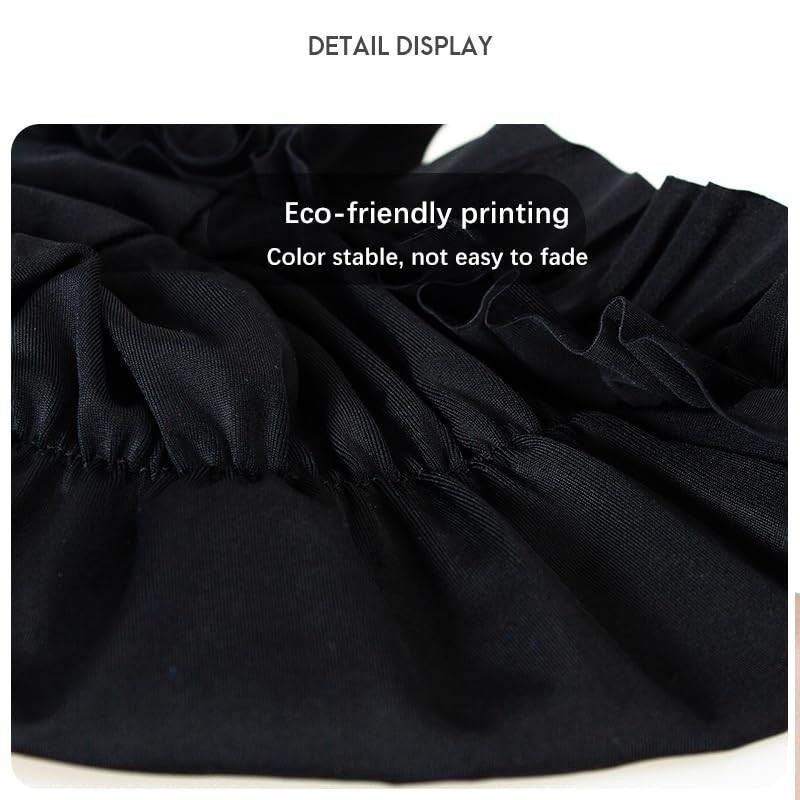 aoozleny Swimming Cap Quick Drying Ruffled Edge Black Swimming Cap