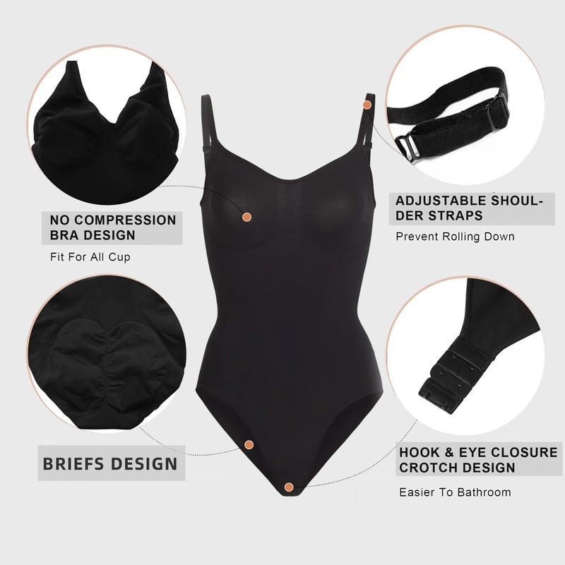 YIANNA Shapewear for Women Tummy Control Bodysuit Seamless Sculpting Snatched