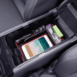 RUNROAD Center Console Organizer Tray Compatible with Toyota Camry 2025 Accessories, Insert Armrest Organizer Tray Camry 9th Gen LE SE XLE XSE TRD Middle Console Tray Secondary Storage Box, Red
