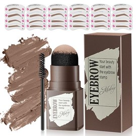 Eyebrow Stamp Stencil Kit - 24PCS Eyebrow Stencils for Perfect Brow, Eyebrow Stamp Long-lasting Waterproof & Smudge-Proof, Eyebrow Kit with Eyebrow Brush for Thin & Thick Brow (Medium Brown)