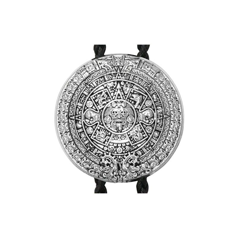Bowties.jp prt0242 Mayan Calendar Silver Coin Loop Tie Necklace Polar