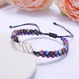 Kvekstio Granddaughter Gifts from Grandma, Infinity Heart Natural Emperor Stone Double Layer Purple Beaded Woven Wrap Bracelets, Birthday Christmas Graduation Stocking Stuffers for Teens