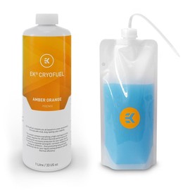 EKWB EK-CryoFuel Premix PC Coolant and EK-Loop Foldable Filling Bottle, 1000mL, Amber Orange