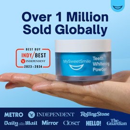 MySweetSmile Dentist-Approved Teeth Whitening Powder | IndyBest Award-Winner | Enamel-Safe & Sensitivity-Free | Cool Mint Flavor | Removes Years of Stains | 6-Month Supply