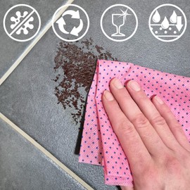 com-four® 12 x Antibacterial Household Wipes - Extremely Absorbent and Durable Cleaning Cloths - Reusable All-Purpose Wipes (Colourful - Nubs - Pack of 12)