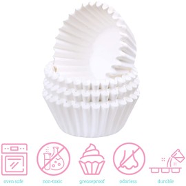 LotFancy 500pc White Cupcake Liners, Mini Muffin Liners, Small Cupcake Wrappers, Greaseproof Cupcake Paper Baking Cups for Birthday, Holidays, No Smell, Bottom 1.25 inch Width