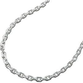 Unbespielt Chain Necklace 925 Silver Women's Anchor Chain for Women Various Lengths Width 2 mm Pendant Chain, Silver, No Gemstone