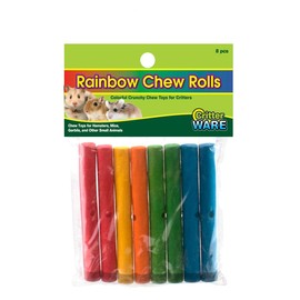 Ware Rainbow Chew Rolls, 8 Pieces, Fruit Scented Wood Chew Toys for Critters