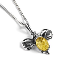 HENRYKA Silver and Cognac Yellow Bumblebee Necklace, Bumble Bee Honey Bee Necklace, Minimal Necklace, Gift for Bee Lover