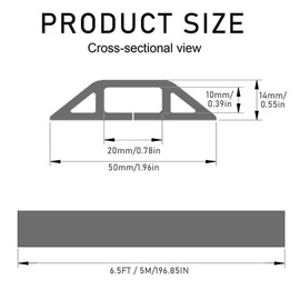 6.5ft Floor Cord Cover Cable Protector, Strong Self-Adhesive Rubber Wire Management Organizer Hider - Extension Protect Cords and Prevent Trip Hazard, Wall Cord Cavity for Home Office Outdoor (Grey)