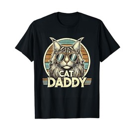 Cat Daddy Cool Maine Coon Cat Father's Day Retro Cat Dad T-Shirt