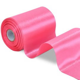 TONIFUL 4 Inch Wide Hot Pink Shocking Pink Solid Satin Ribbon 22yd Fabric Large Ribbon for Cutting Ceremony Grand Opening Chair Sashes Table Hair Car Bows Floral Craft Sewing Wedding Party Decoration