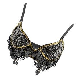 misppro Women's Top Bra Belly Dance Hip Dancer Costume Dancewear Dancing Costume, Black, Medium