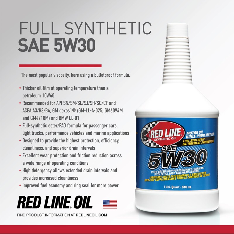 Red Line 15305 SAE 5W30 Fully Synthetic Motor Oil -