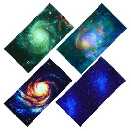 SMEHCF 4 Multi-Purpose Bandanas for Men and Women Headband Balaclava Hair Headscarf Face Half Mask Neck Cuffs Breathable Reusable Washable Universe Nebula Galaxy Blue Orange Green, black