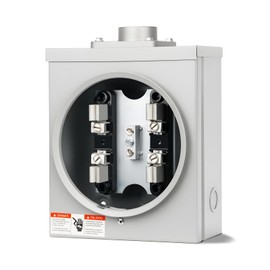 100 Amp Meter Socket, 4 Jaw Meter Base, 600V 3 Wire Ring Type, with Horn Bypass Meter Cover Plate, Suitable for Overhead/Underground Feed