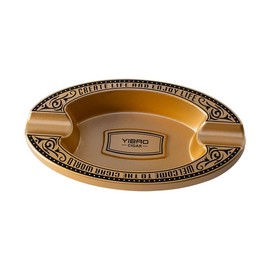 Cigar Ashtray with 2 Holders Slot Portable Indoor Cigar Ashtray for Outdoo (Gold)
