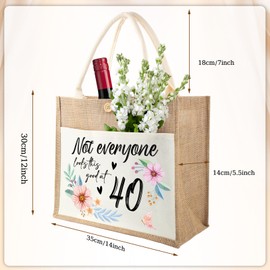 Tarklanda 40th Birthday Gifts For Women, 40th Gift For Her, Women's 40th Birthday Jute Tote Bag Presents, Looking Good Shopping Bag, 40 Year Old Birthday Fabulous Gifts for Women