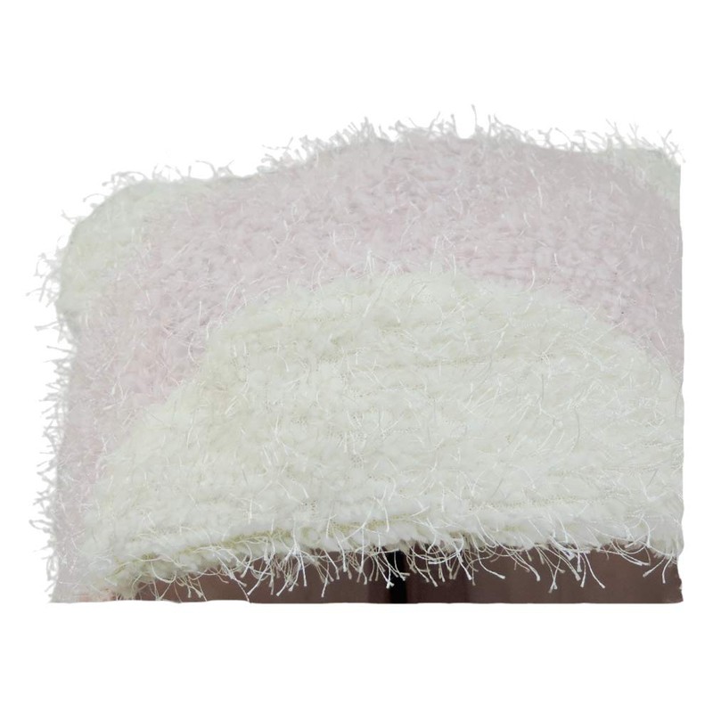 Fleece Teddy Bear Ear Trapper Winter Hat w/Pom Tassels Pink/White