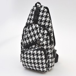 Nupouch Anti-Theft Daypack Crossbody Sling Backpack, USB Charging, Lightweight Day Pack for Travel, Hiking, Everyday, Regular, Houndstooth