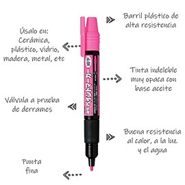 Marcador Permanente Uso Industrial Pentel Punto Fino Rosa/10 Piezas-MSP20-P