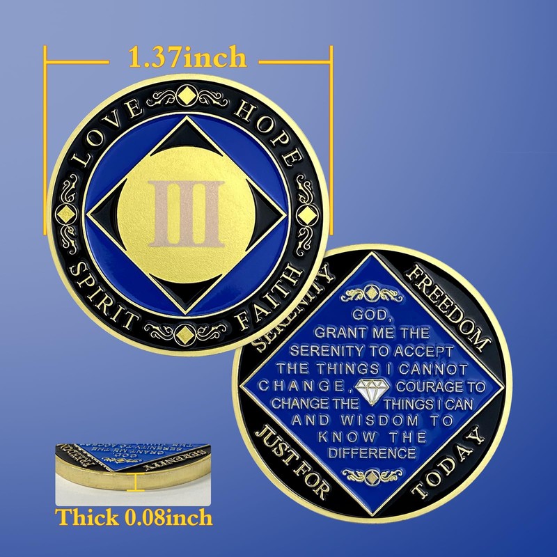 3 Year NA Medallion Gold Plated Narcotics Anonymous Coins Birthday