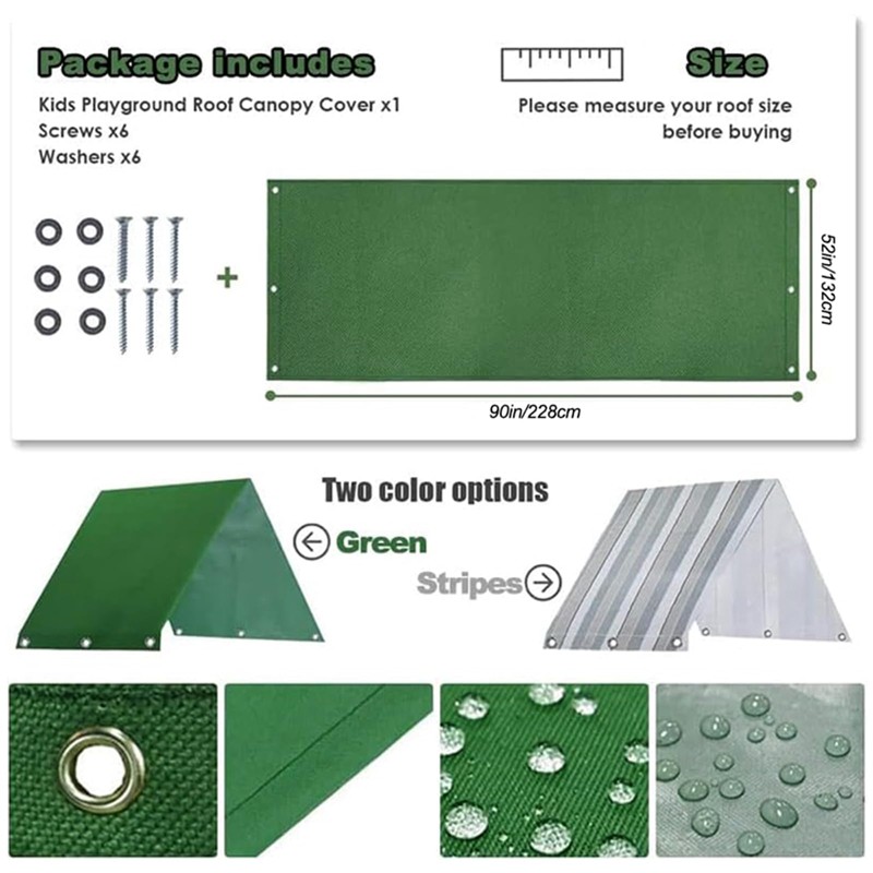 Swing Canopy Replacement Cover Playset Tarp Replacement Waterproof Outdoor Swing