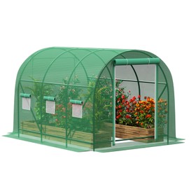10×7×7 FT Greenhouses for Outdoors Heavy Duty, Large Walk in Green Houses for Outside with 6 Ventilated Mesh Windows & Roll-up Door & Reinforced Frame