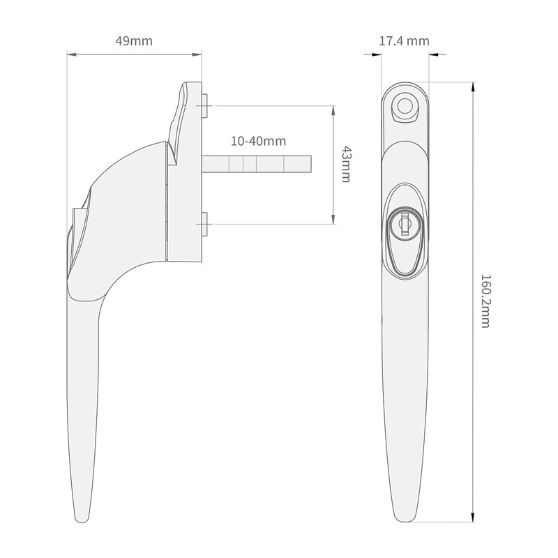 White Yale UPVC Window Handle Inline Double Glazing Universal Key