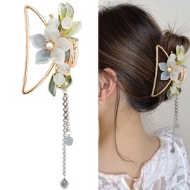 Vintage Style Flower Clips Metal Hair Claw Clip Fashion Hair Clamps Tassel Hair Catch Clip Hair Accessories for Women Girls