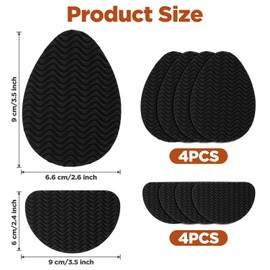 Non Slip Shoe Pads, 8 Pcs Self-Adhesive Sole Protector for High Heels & Flats Shoe Grips on Bottom of Shoes Anti Slip Shoes Grips Stickers to Reduce Noise, Black