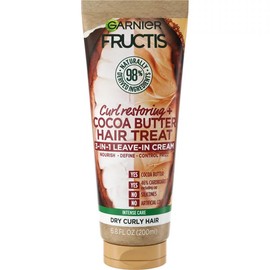 Garnier Fructis Curl Restoring Cocoa Butter Hair Treat 3 In 1 Leave In Cream 6.8oz/ 200ml, Brown